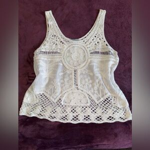Skies Are Blue Ivory Crochet Lace Tank Top